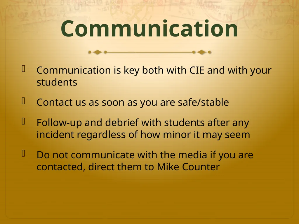 Faculty-Led Study Abroad Pre-Departure and Risk - slide 13 of 19