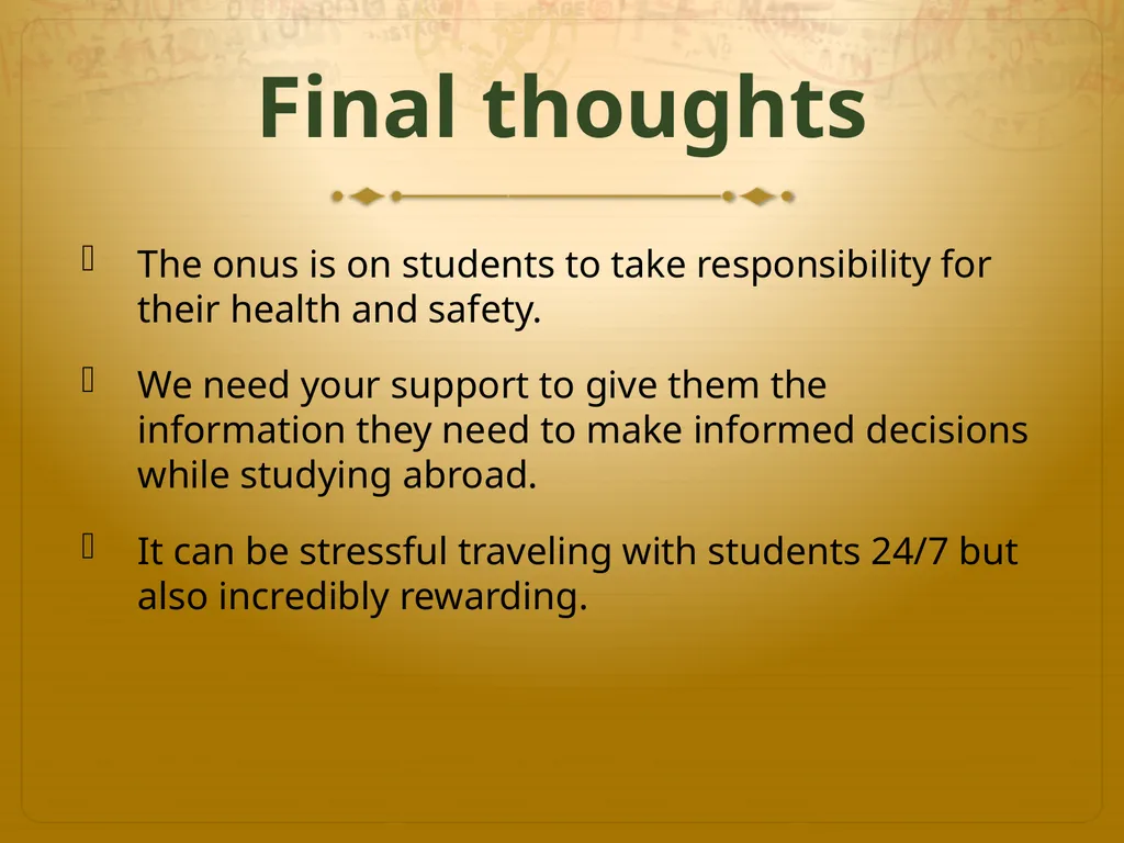 Faculty-Led Study Abroad Pre-Departure and Risk - slide 18 of 19