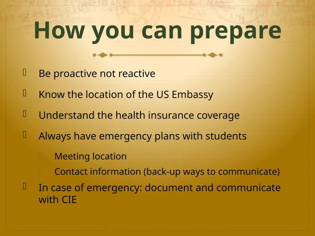 Faculty-Led Study Abroad Pre-Departure and Risk - slide 8 of 19