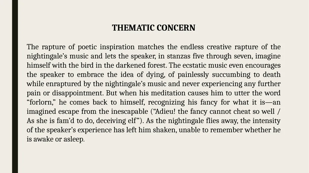 Ode to a Nightingale John Keats THEMATIC CONCERN - slide 2 of 11