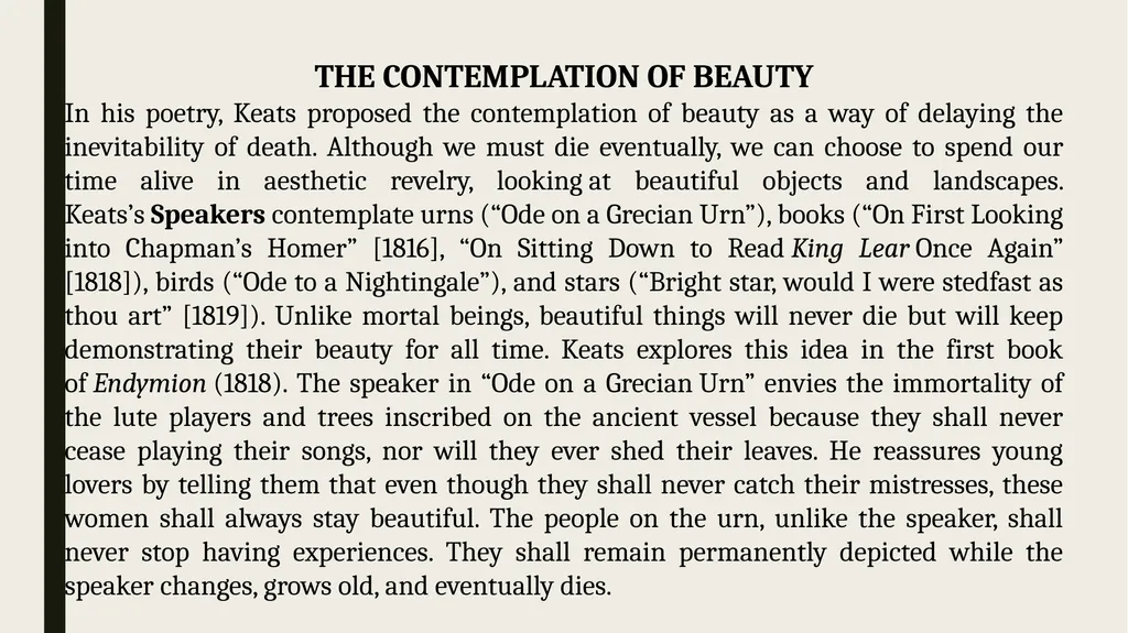 Ode to a Nightingale John Keats THEMATIC CONCERN - slide 5 of 11