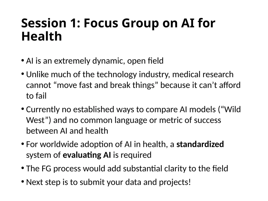 FGAI4H-C-002 Lausanne, 23-25 January 2019 Session - slide 2 of 8