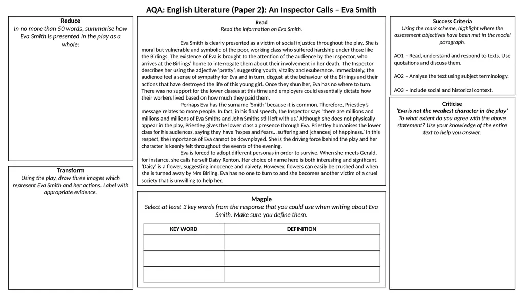 AQA: English Literature (Paper 2): An Inspector - slide 6 of 7