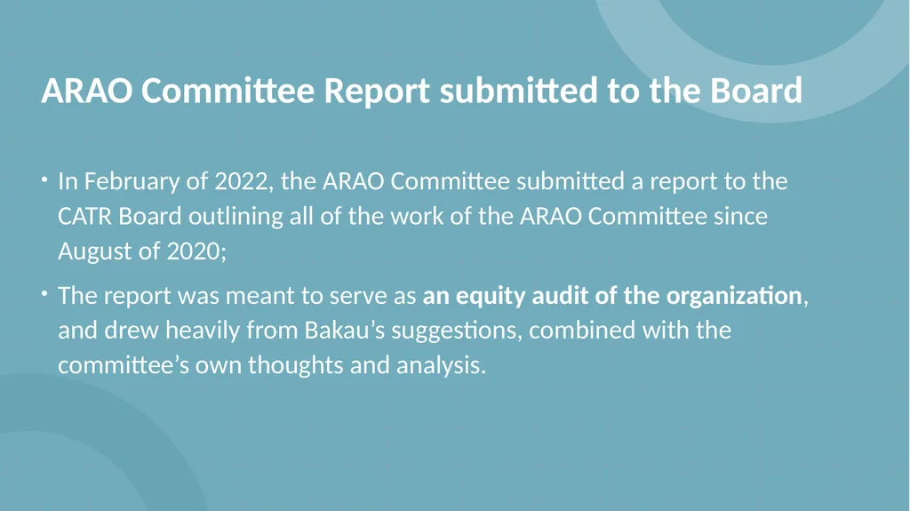 Anti-Racism & Anti-Oppression (ARAO) Committee - slide 10 of 20