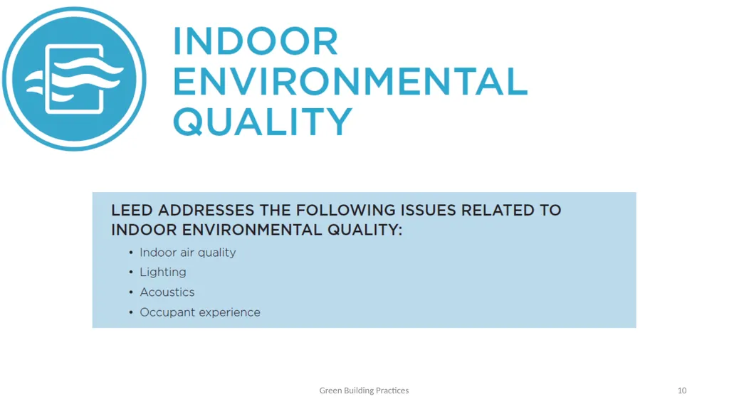 The Indoor Environmental Quality (EQ) category - slide 10 of 16