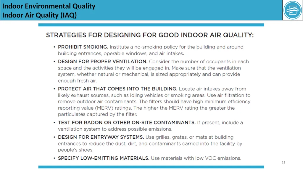 The Indoor Environmental Quality (EQ) category - slide 11 of 16