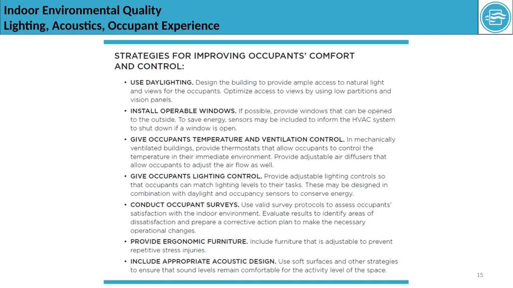 The Indoor Environmental Quality (EQ) category - slide 15 of 16