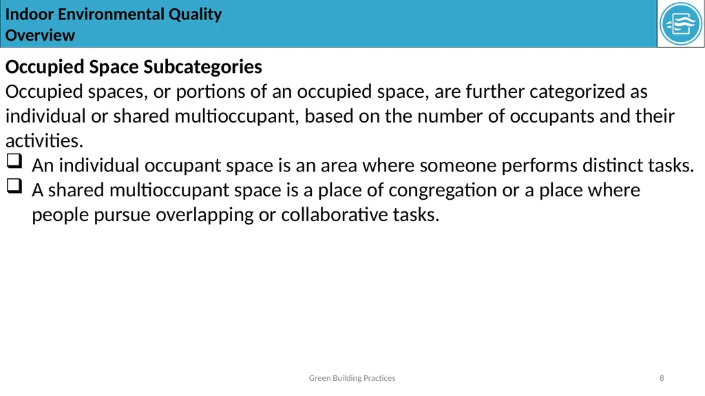 The Indoor Environmental Quality (EQ) category - slide 8 of 16