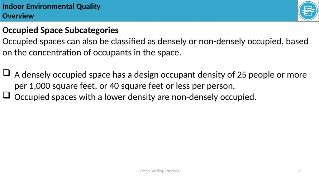 The Indoor Environmental Quality (EQ) category - slide 9 of 16