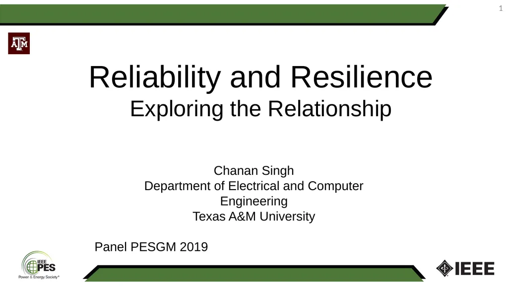 1 Reliability and Resilience Exploring the - slide 1 of 19