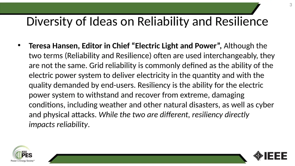 1 Reliability and Resilience Exploring the - slide 3 of 19