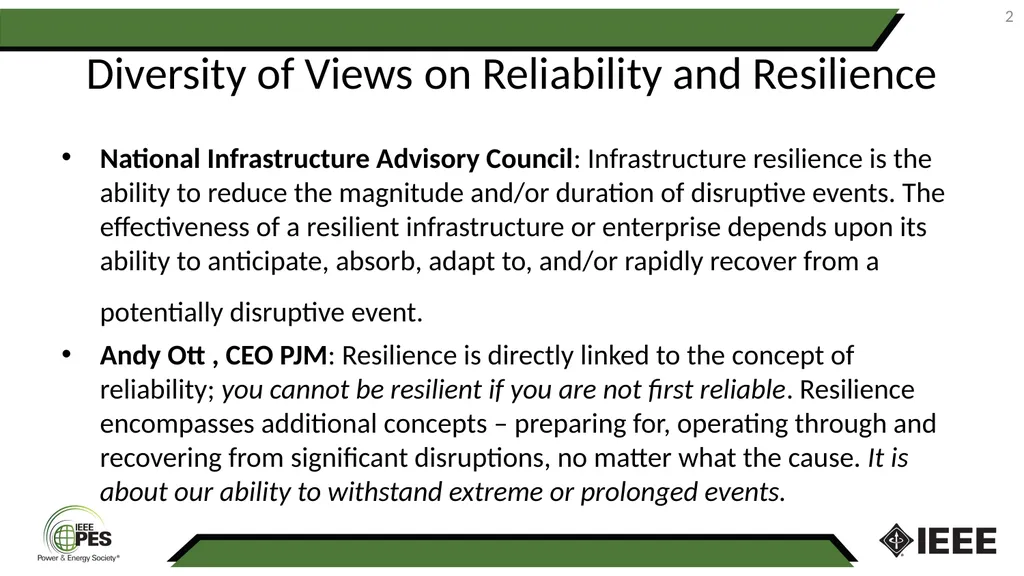 1 Reliability and Resilience Exploring the - slide 2 of 19