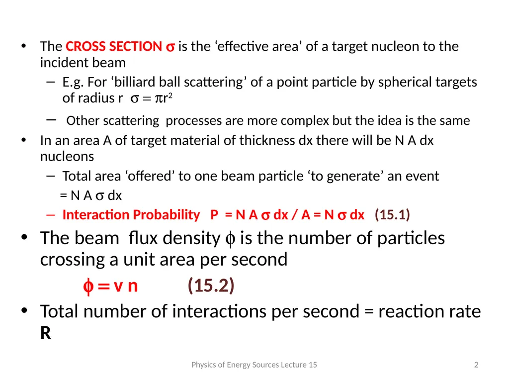 NUCLEAR REACTION RATES AND CROSS SECTIONS The - slide 2 of 13
