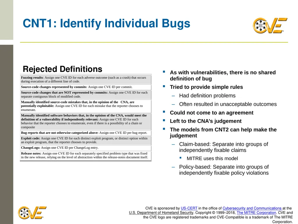 CVE Team CNA Rules 2.0: Counting Rules Overview - slide 15 of 48