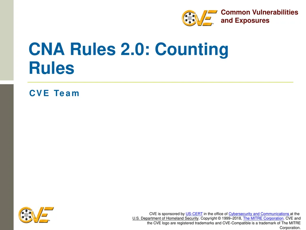 CVE Team CNA Rules 2.0: Counting Rules Overview - slide 1 of 48
