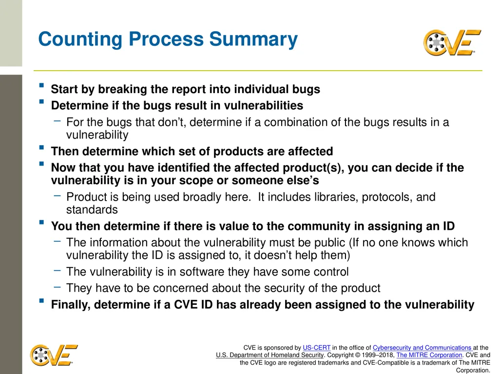 CVE Team CNA Rules 2.0: Counting Rules Overview - slide 9 of 48