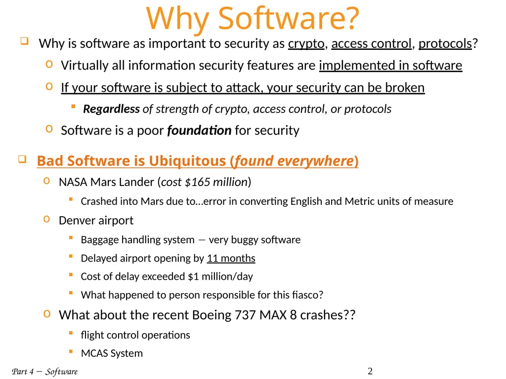 Part 4  Software 1 Part IV: Software Part 4 - slide 2 of 43
