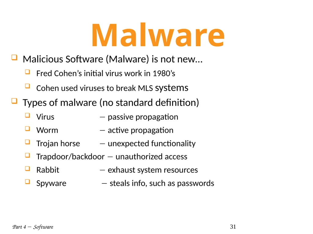 Part 4  Software 1 Part IV: Software Part 4 - slide 31 of 43
