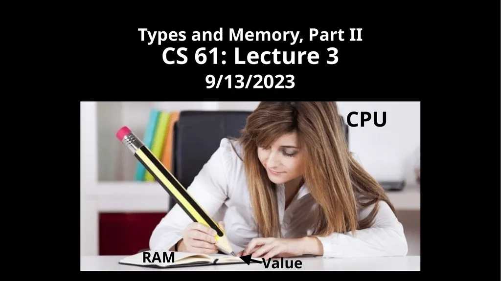Types and Memory, Part II CS 61: Lecture 3 - slide 1 of 22