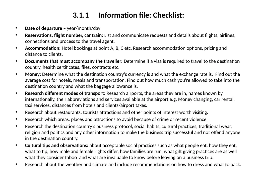 OFFICE PRACTICE N5 TOPIC 5: ASSISTING WITH TRAVEL - slide 6 of 34