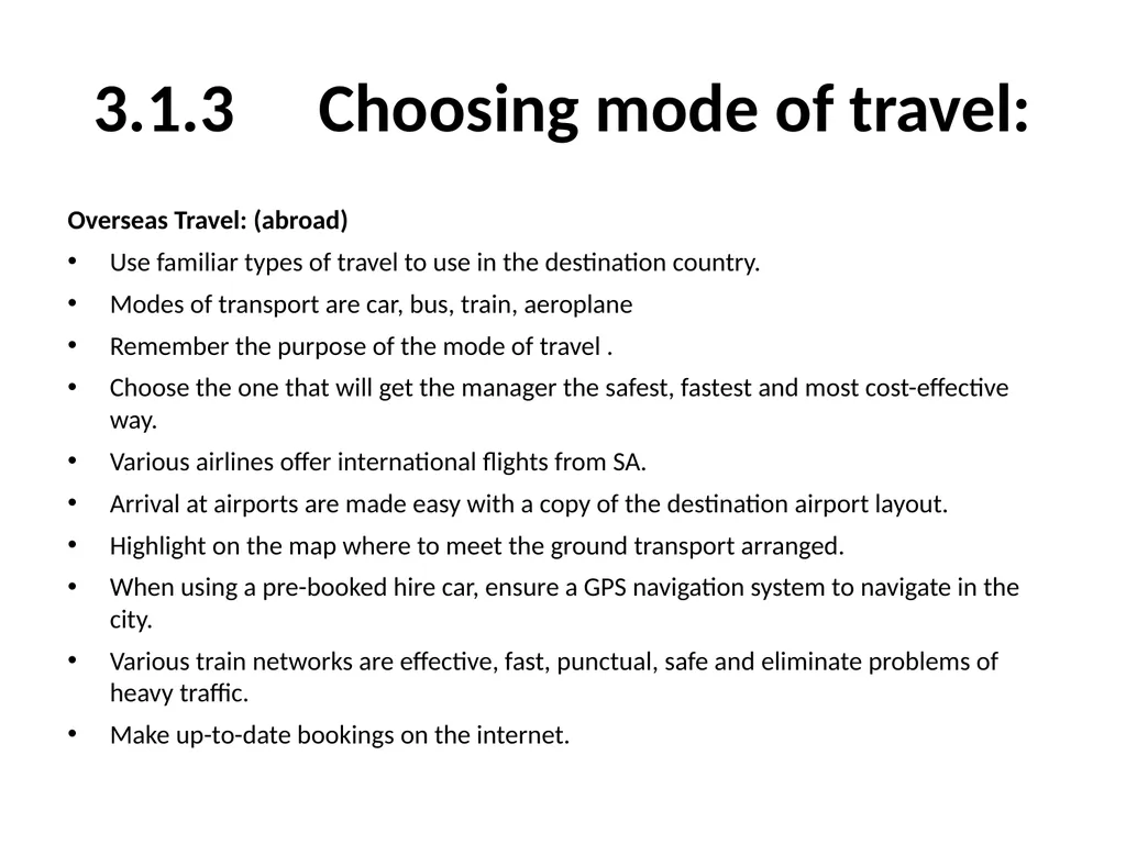 OFFICE PRACTICE N5 TOPIC 5: ASSISTING WITH TRAVEL - slide 11 of 34