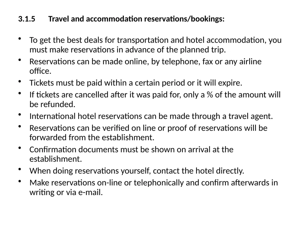 OFFICE PRACTICE N5 TOPIC 5: ASSISTING WITH TRAVEL - slide 13 of 34