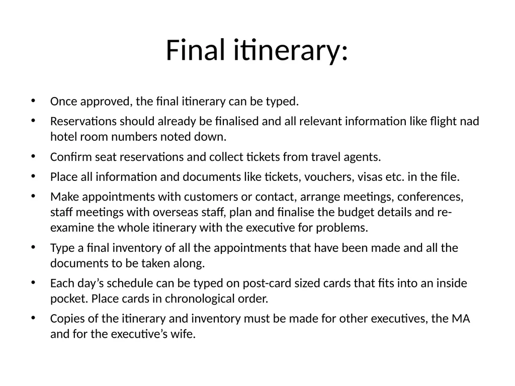 OFFICE PRACTICE N5 TOPIC 5: ASSISTING WITH TRAVEL - slide 9 of 34
