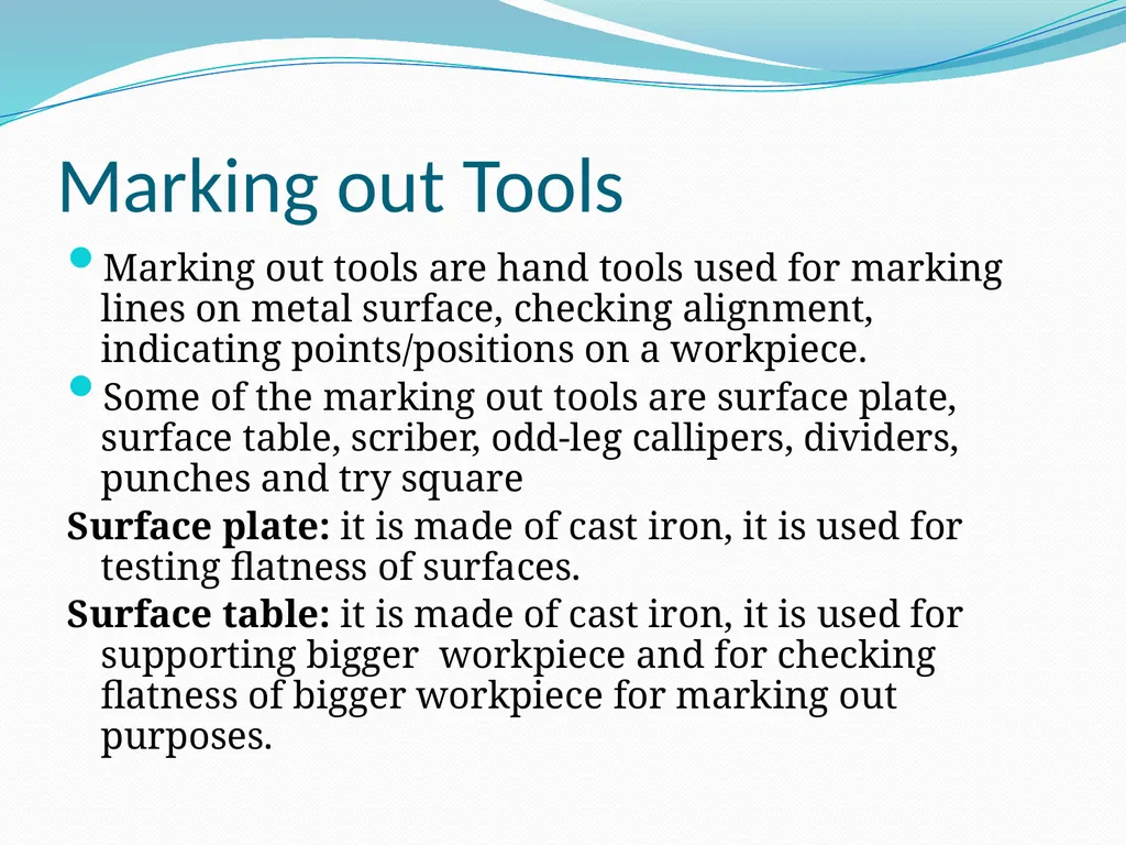 METALWORK TOOLS Marking out Tools Measuring Tools - slide 2 of 11