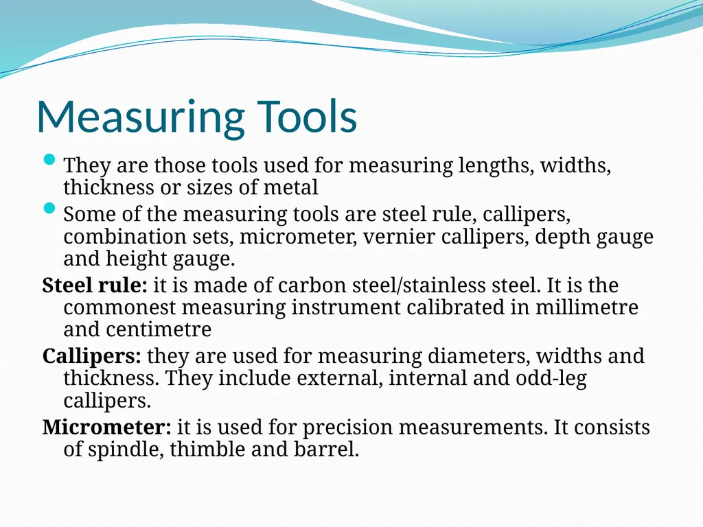 METALWORK TOOLS Marking out Tools Measuring Tools - slide 4 of 11
