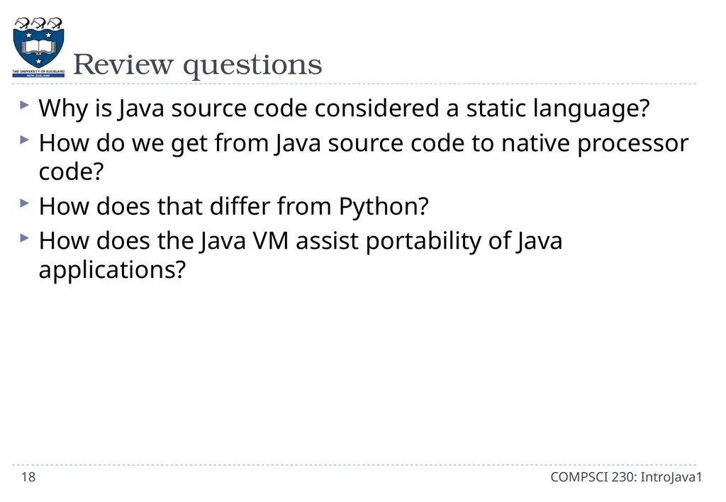 CompSci 230 Introduction to Java Lecture Slides - slide 18 of 18