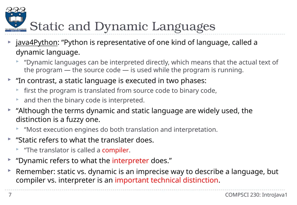 CompSci 230 Introduction to Java Lecture Slides - slide 7 of 18