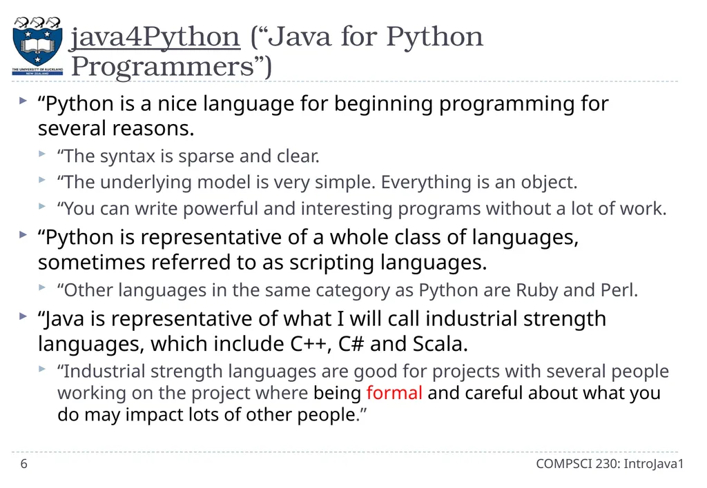 CompSci 230 Introduction to Java Lecture Slides - slide 6 of 18