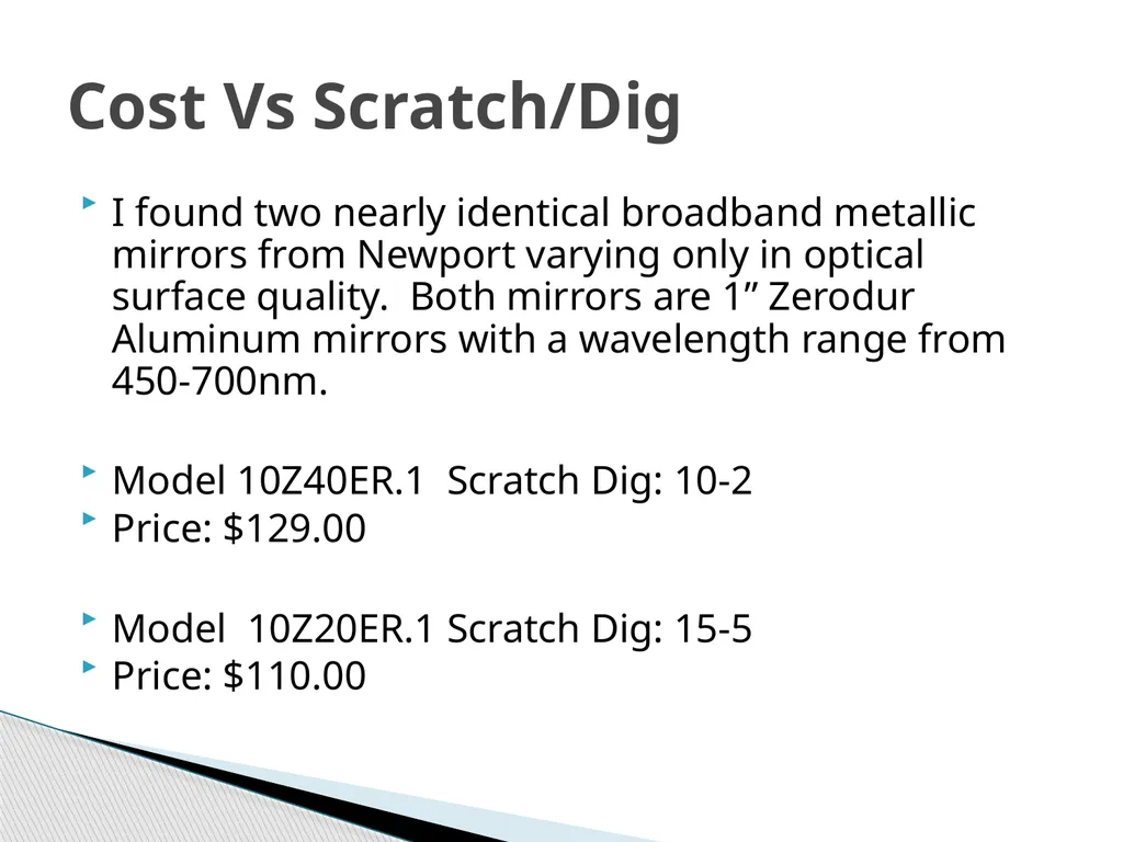 Specifying Scratch/Dig of an Optical Surface - slide 14 of 14
