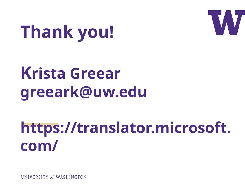 Krista Greear greeark@uw.edu Assistant Director, - slide 41 of 41