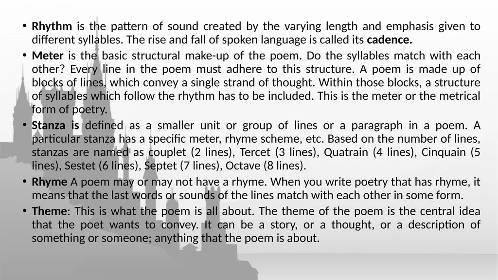The Basic Elements of Poetry and Air Castles. - slide 10 of 18
