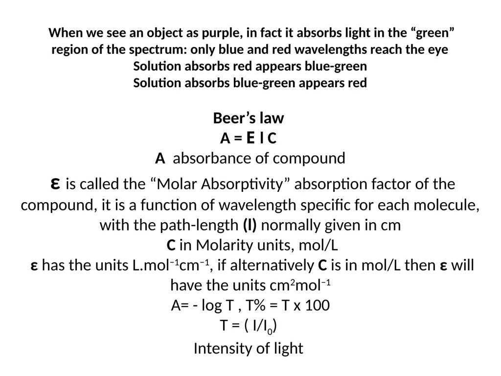 1. UV-Vis. Spectroscopy Fundamentals of - slide 7 of 62