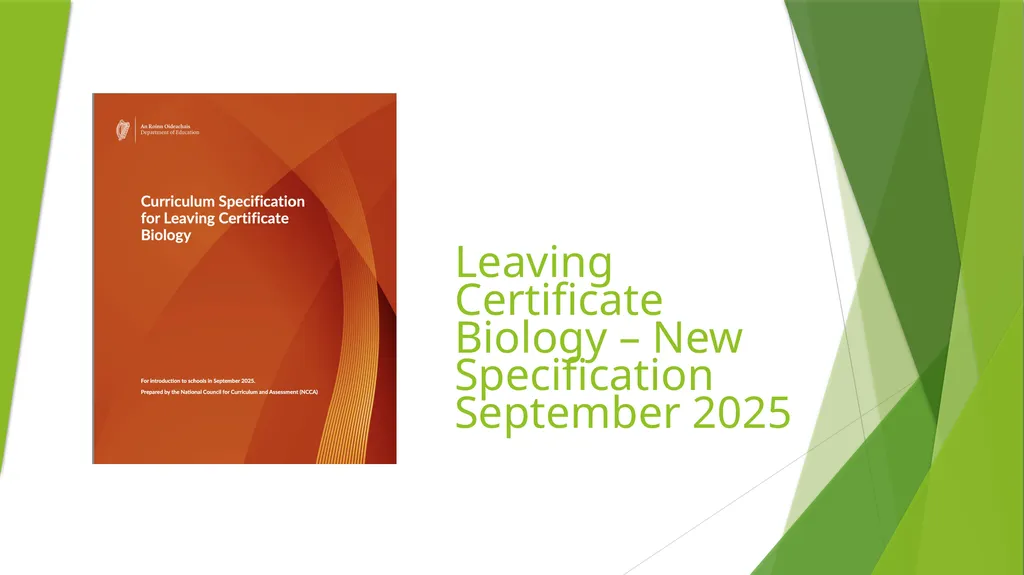 Leaving Certificate Biology – New Specification - slide 1 of 17