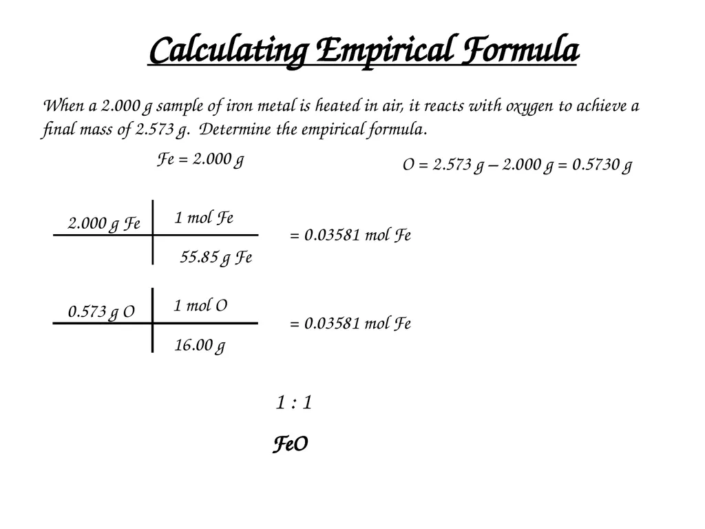 Percent Composition, Empirical Formulas, Molecular - slide 22 of 29