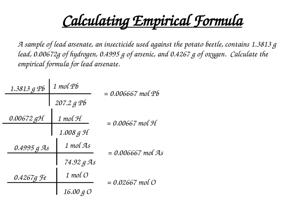 Percent Composition, Empirical Formulas, Molecular - slide 23 of 29