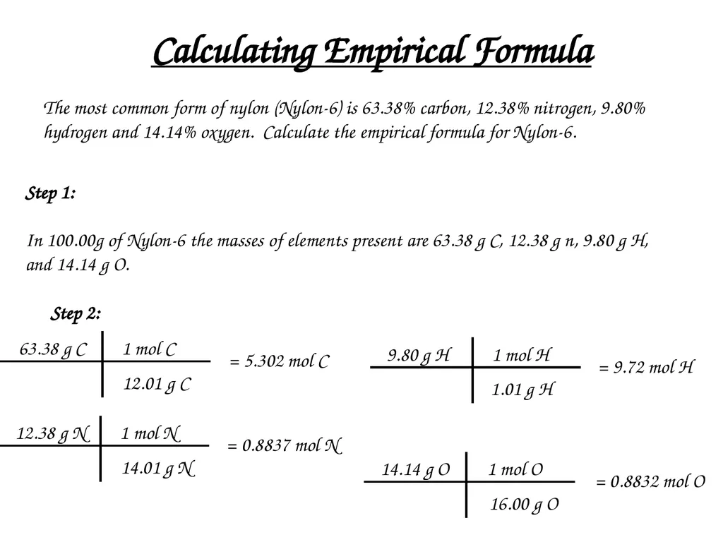 Percent Composition, Empirical Formulas, Molecular - slide 25 of 29