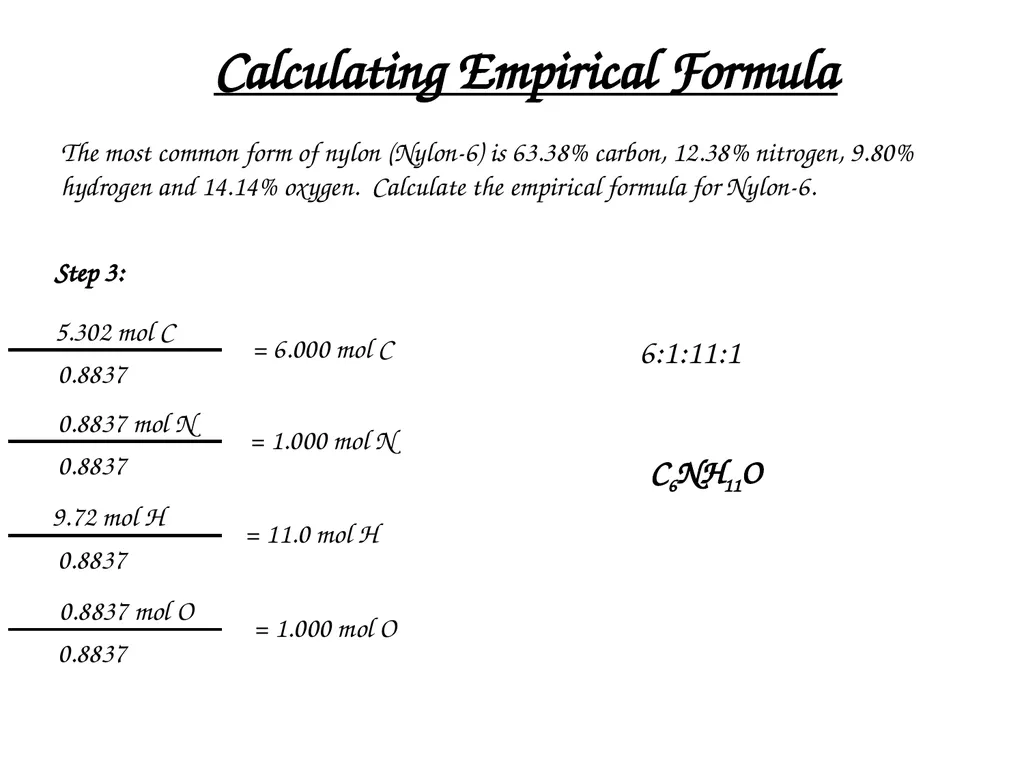 Percent Composition, Empirical Formulas, Molecular - slide 26 of 29