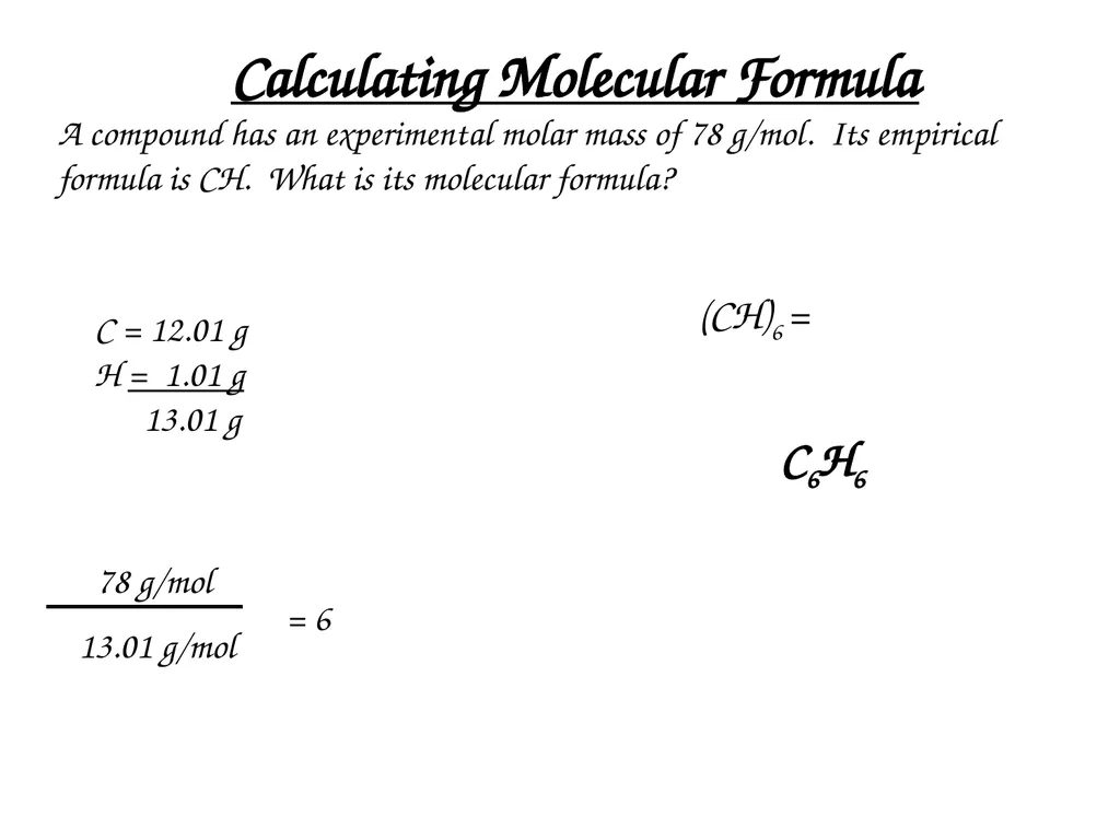 Percent Composition, Empirical Formulas, Molecular - slide 29 of 29