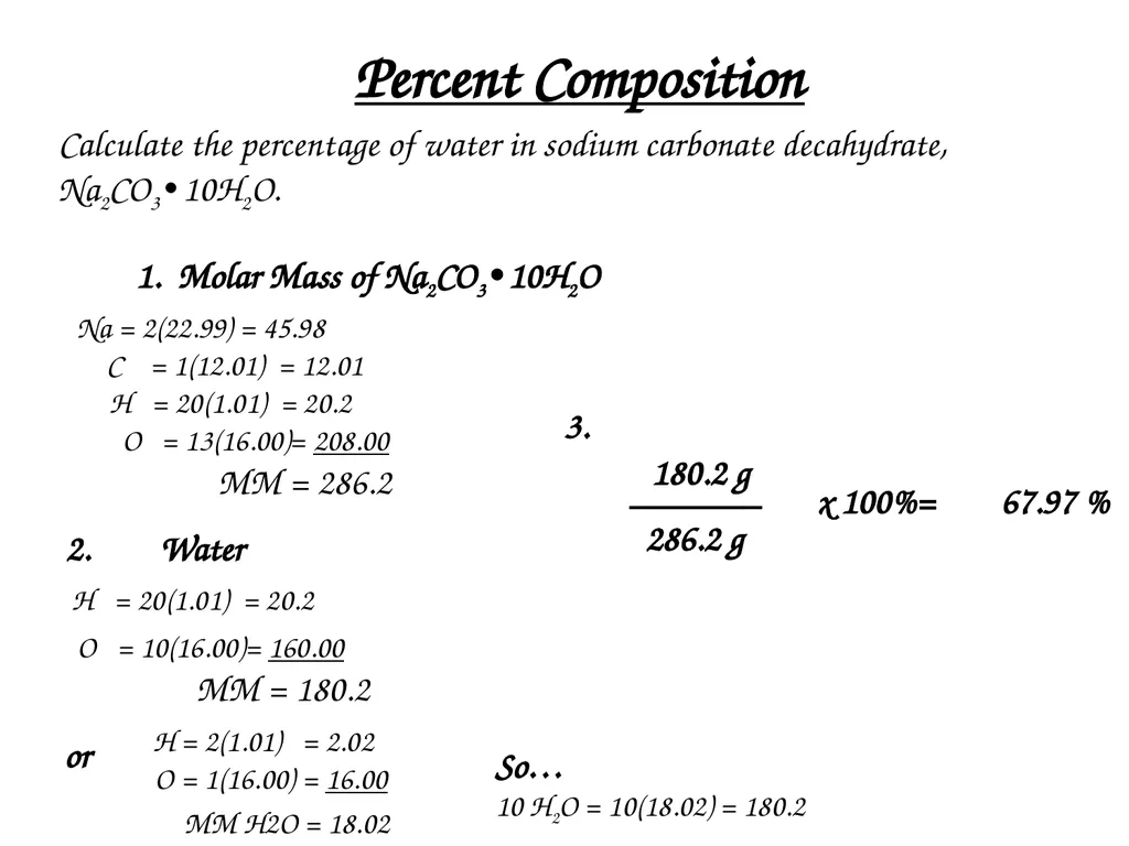 Percent Composition, Empirical Formulas, Molecular - slide 11 of 29