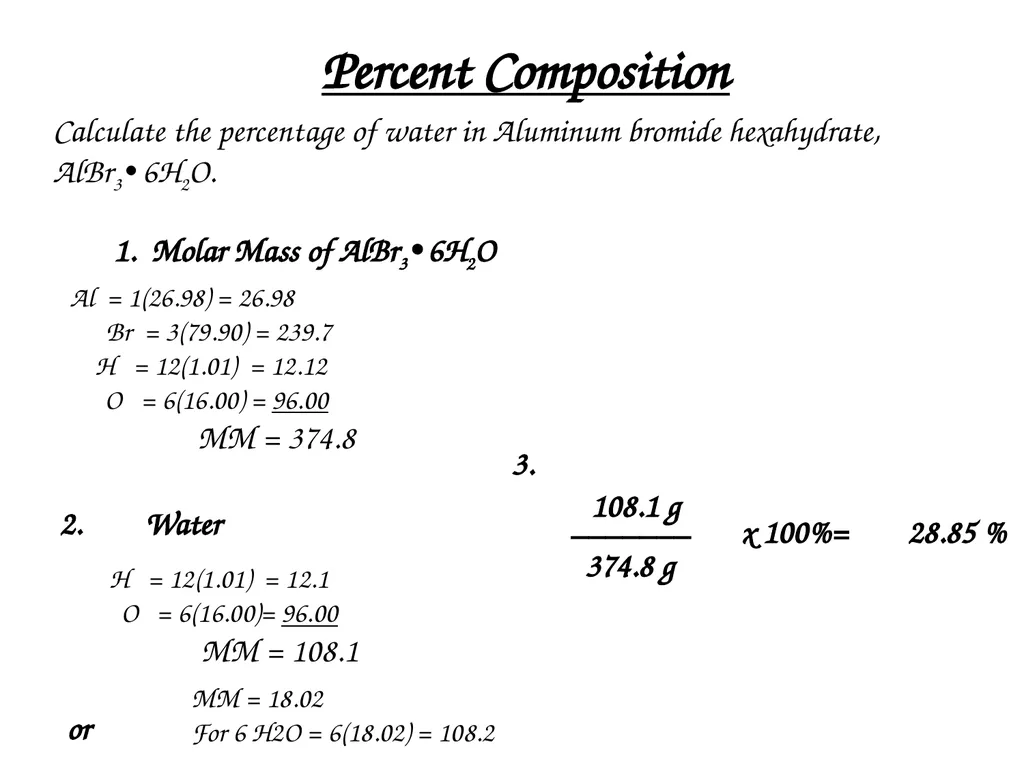 Percent Composition, Empirical Formulas, Molecular - slide 12 of 29