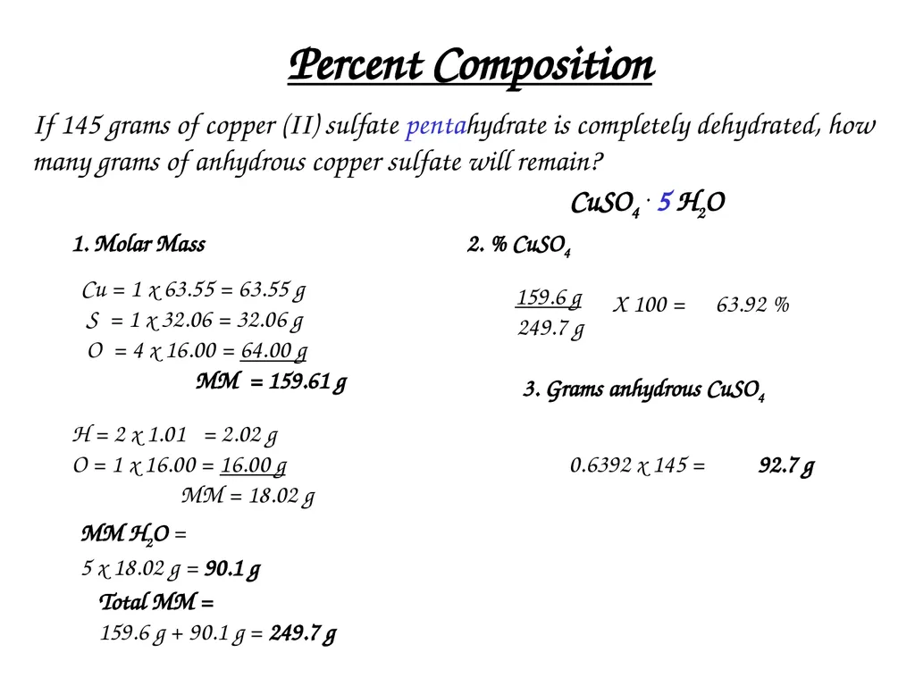 Percent Composition, Empirical Formulas, Molecular - slide 14 of 29
