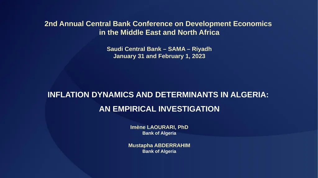 1 INFLATION DYNAMICS AND DETERMINANTS IN ALGERIA: - slide 1 of 24