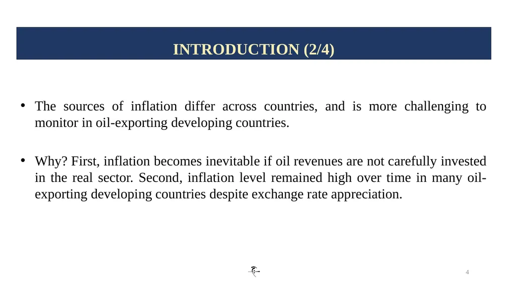 1 INFLATION DYNAMICS AND DETERMINANTS IN ALGERIA: - slide 4 of 24