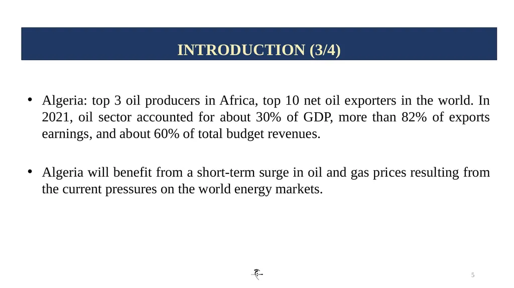 1 INFLATION DYNAMICS AND DETERMINANTS IN ALGERIA: - slide 5 of 24