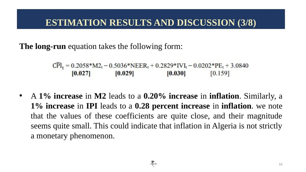 1 INFLATION DYNAMICS AND DETERMINANTS IN ALGERIA: - slide 16 of 24