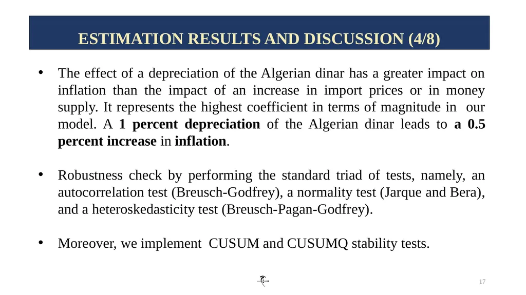 1 INFLATION DYNAMICS AND DETERMINANTS IN ALGERIA: - slide 17 of 24